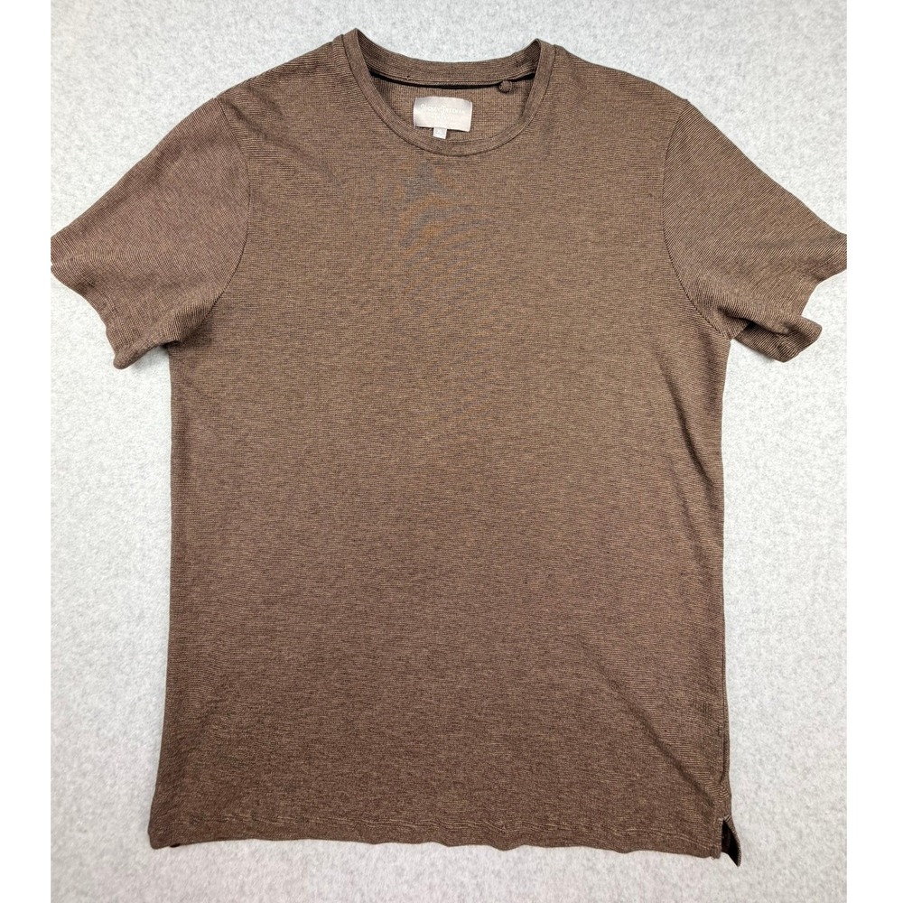 Hickey Freeman Mens Brown Textured Cotton Crewneck T-Shirt XL